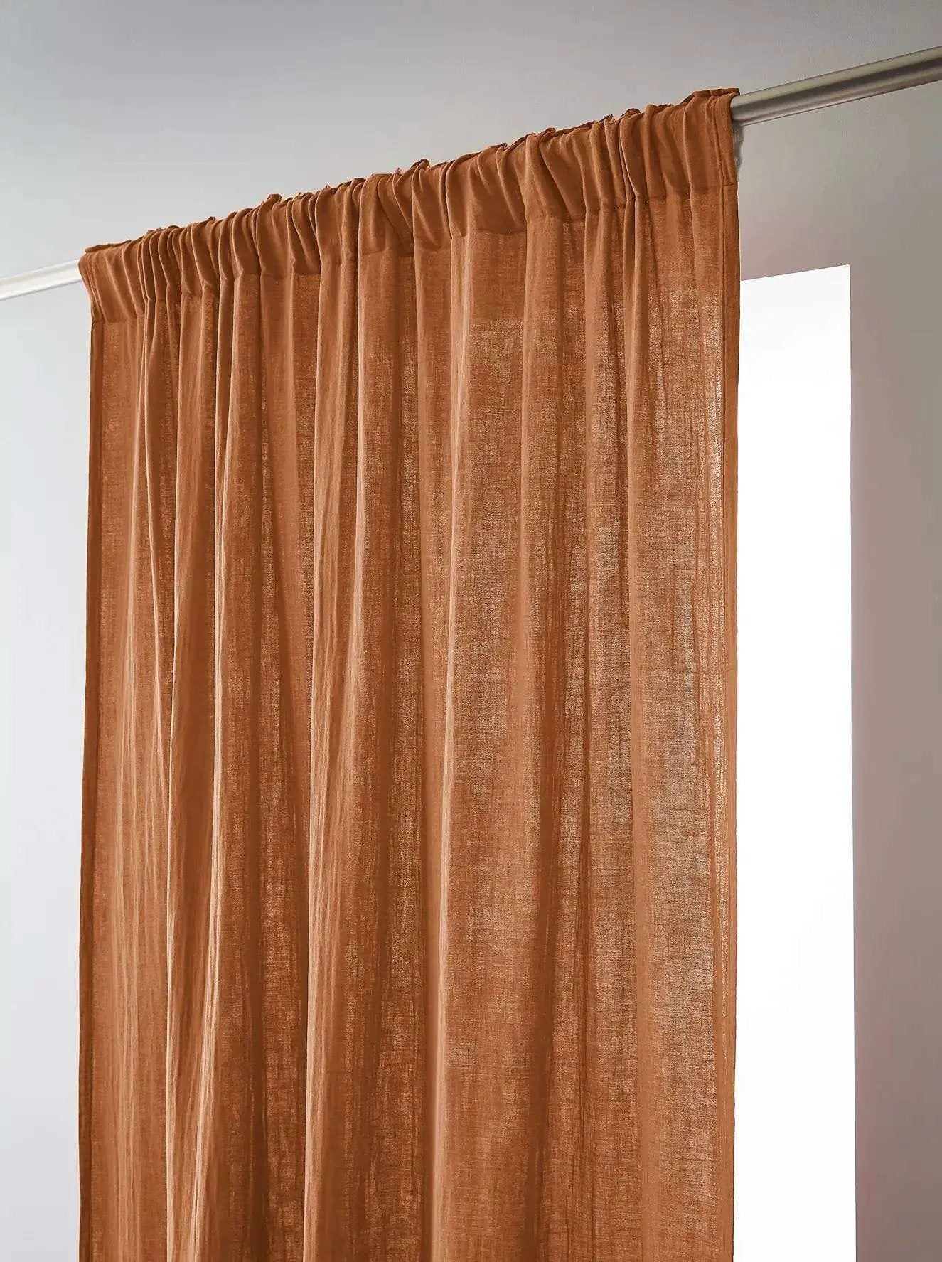 Rideau galon fronceur 140 x 240 cm Gaze de coton unie GAÏA Abricot by L'effet papillon