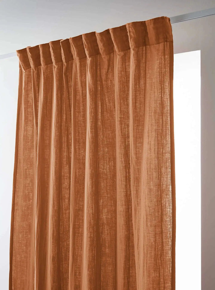 Rideau galon fronceur 140 x 240 cm Gaze de coton unie GAÏA Abricot by L'effet papillon