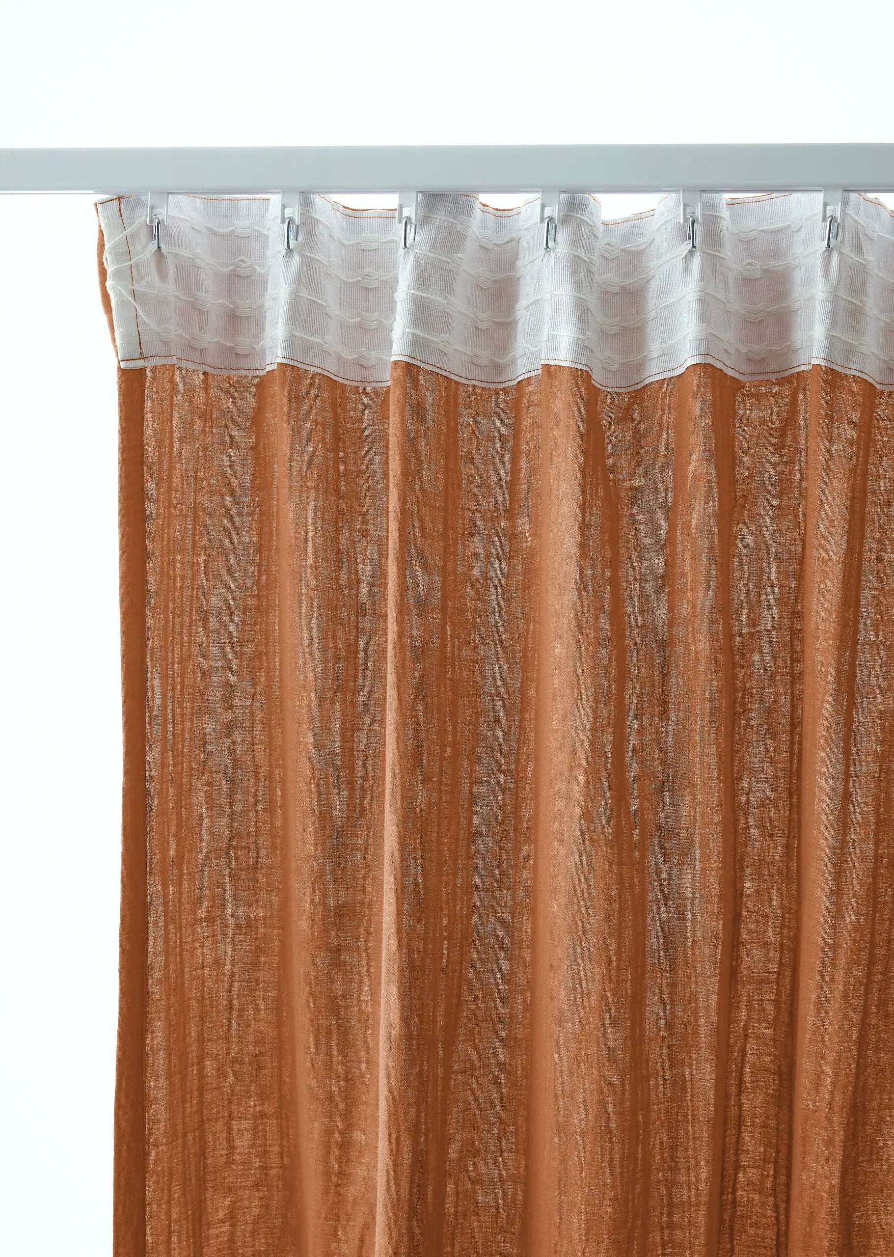 Rideau galon fronceur 140 x 240 cm Gaze de coton unie GAÏA Abricot by L'effet papillon