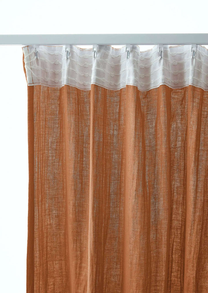 Rideau galon fronceur 140 x 240 cm Gaze de coton unie GAÏA Abricot by L'effet papillon