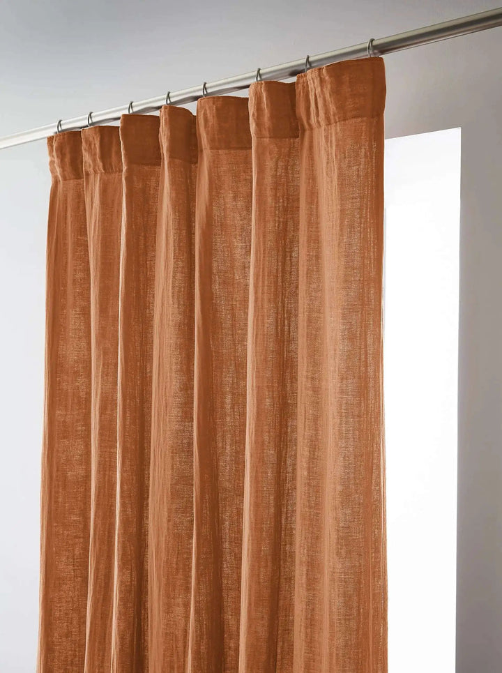 Rideau galon fronceur 140 x 240 cm Gaze de coton unie GAÏA Abricot by L'effet papillon