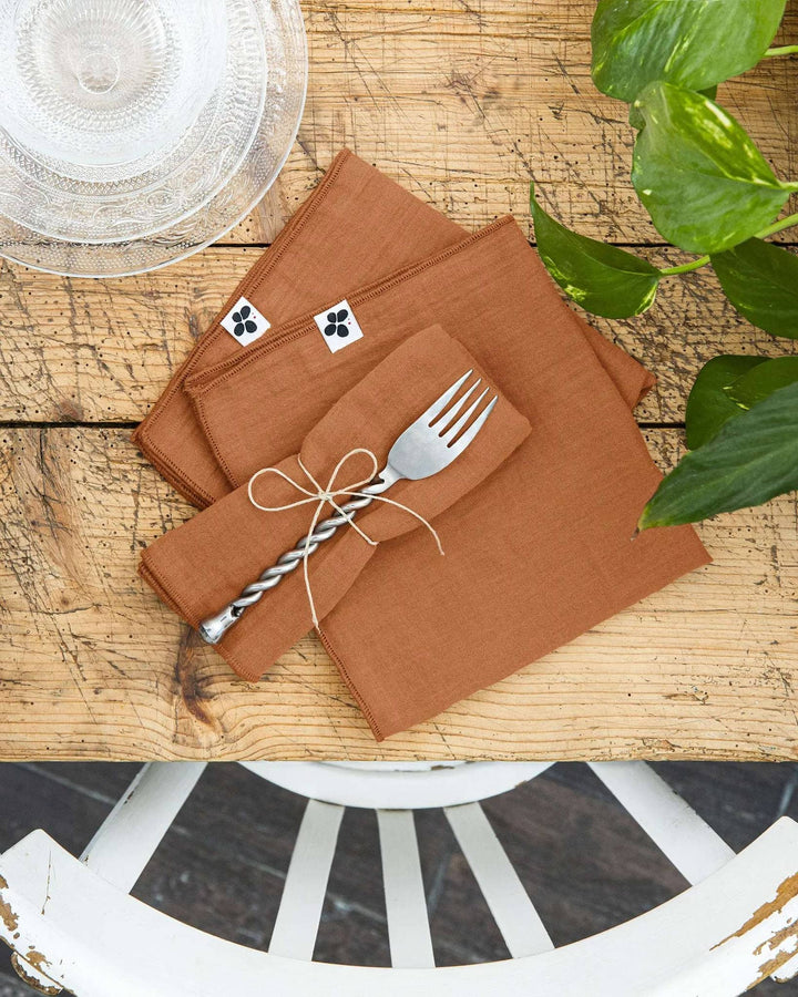 Lot de 3 serviettes 40 x 40 cm Gaze de coton unie GAÏA Abricot by L'effet papillon