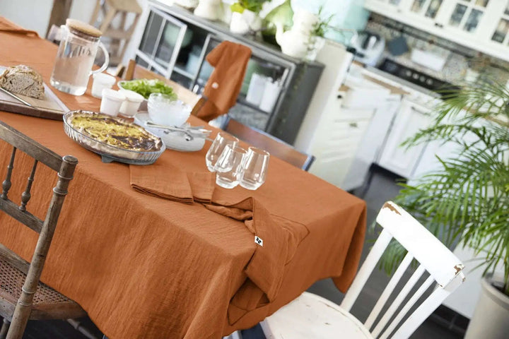 Nappe Gaze de coton unie GAÏA Abricot by L'effet papillon