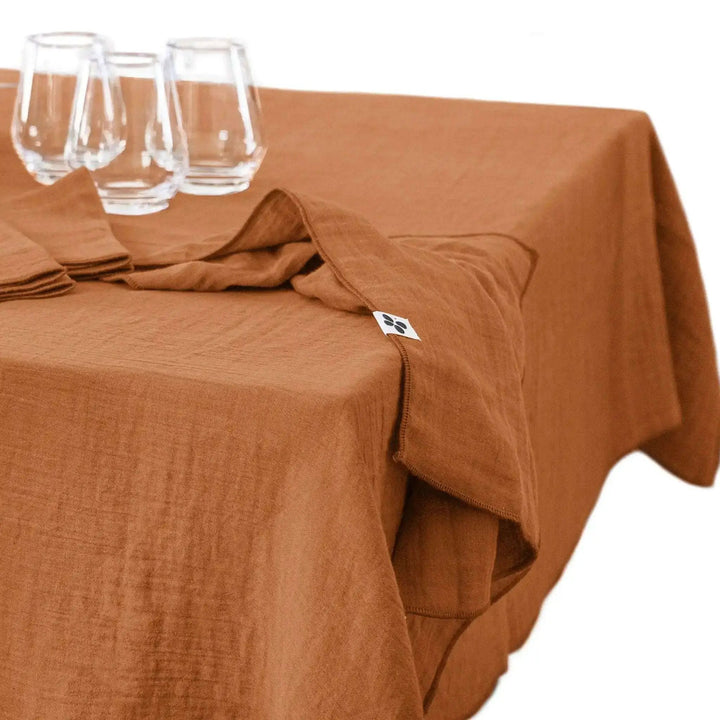 Nappe Gaze de coton unie GAÏA Abricot by L'effet papillon