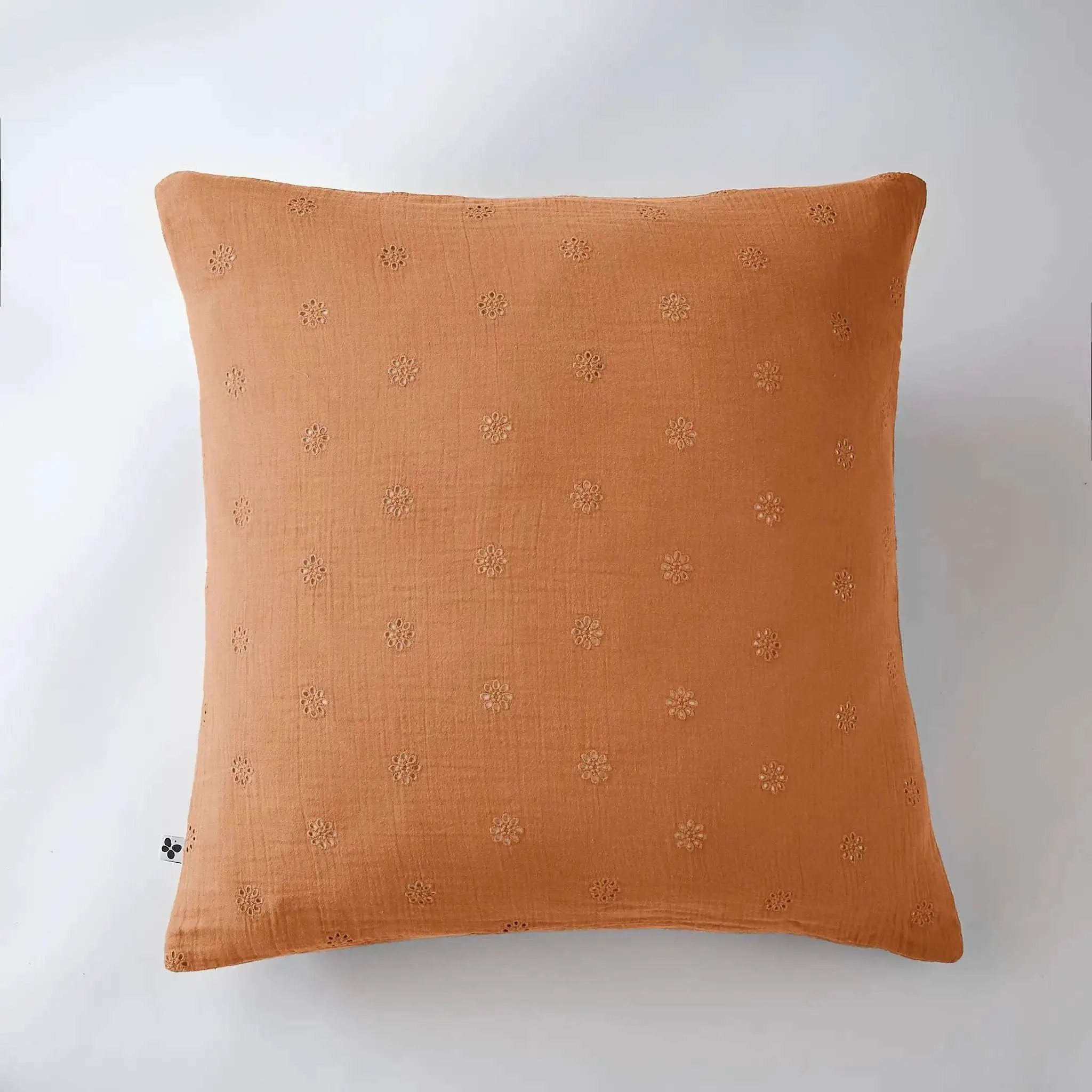 Taie d'oreiller Gaze de coton GAÏA BOHO Abricot by L'effet papillon