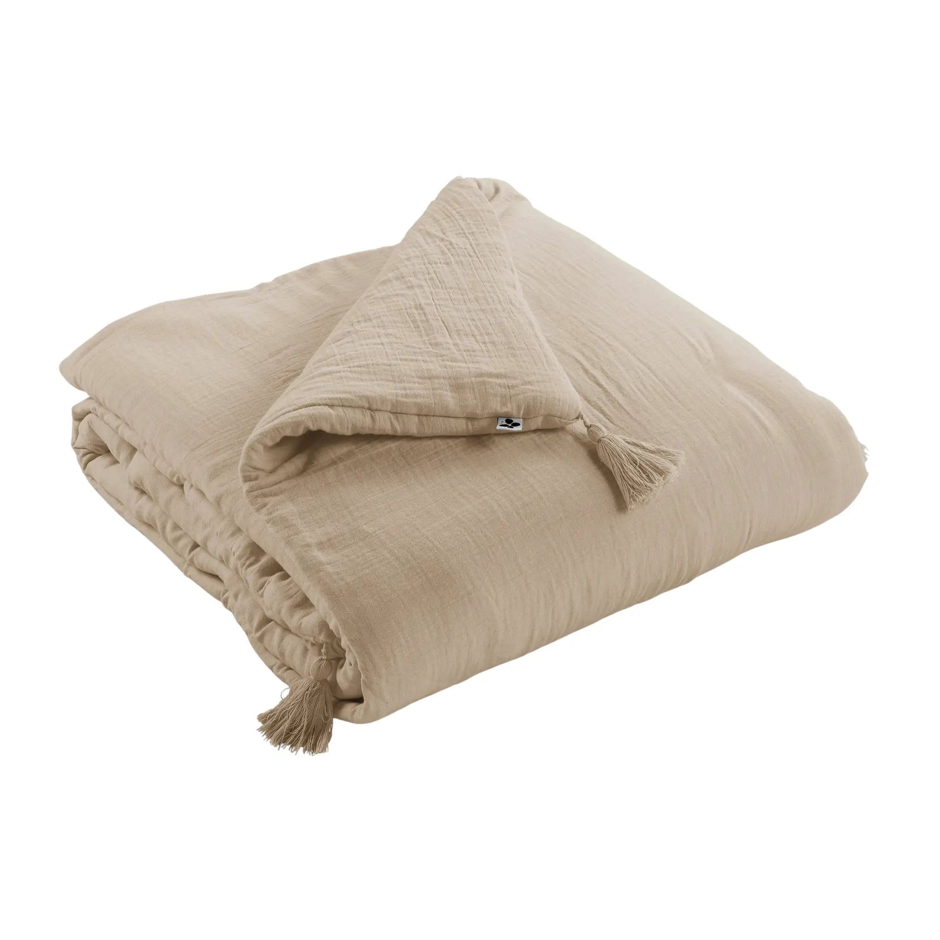 Bout de lit 90 x 200 cm Gaze de coton unie GAÏA Ficelle by L'effet papillon