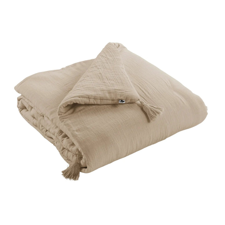 Bout de lit 90 x 200 cm Gaze de coton unie GAÏA Ficelle by L'effet papillon