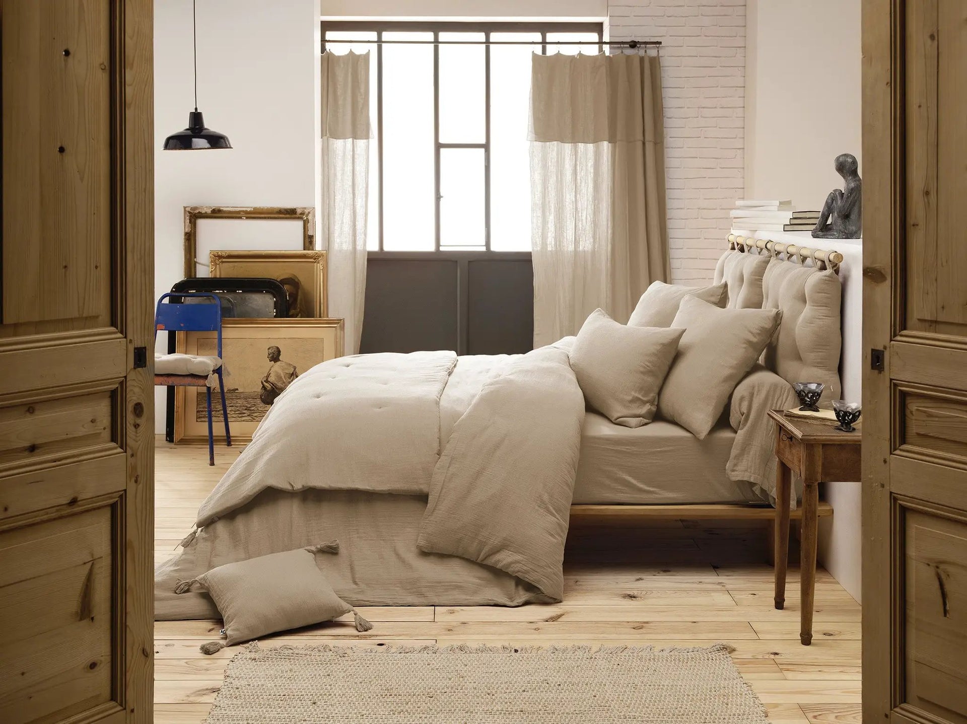 Bout de lit 90 x 200 cm Gaze de coton unie GAÏA Ficelle by L'effet papillon