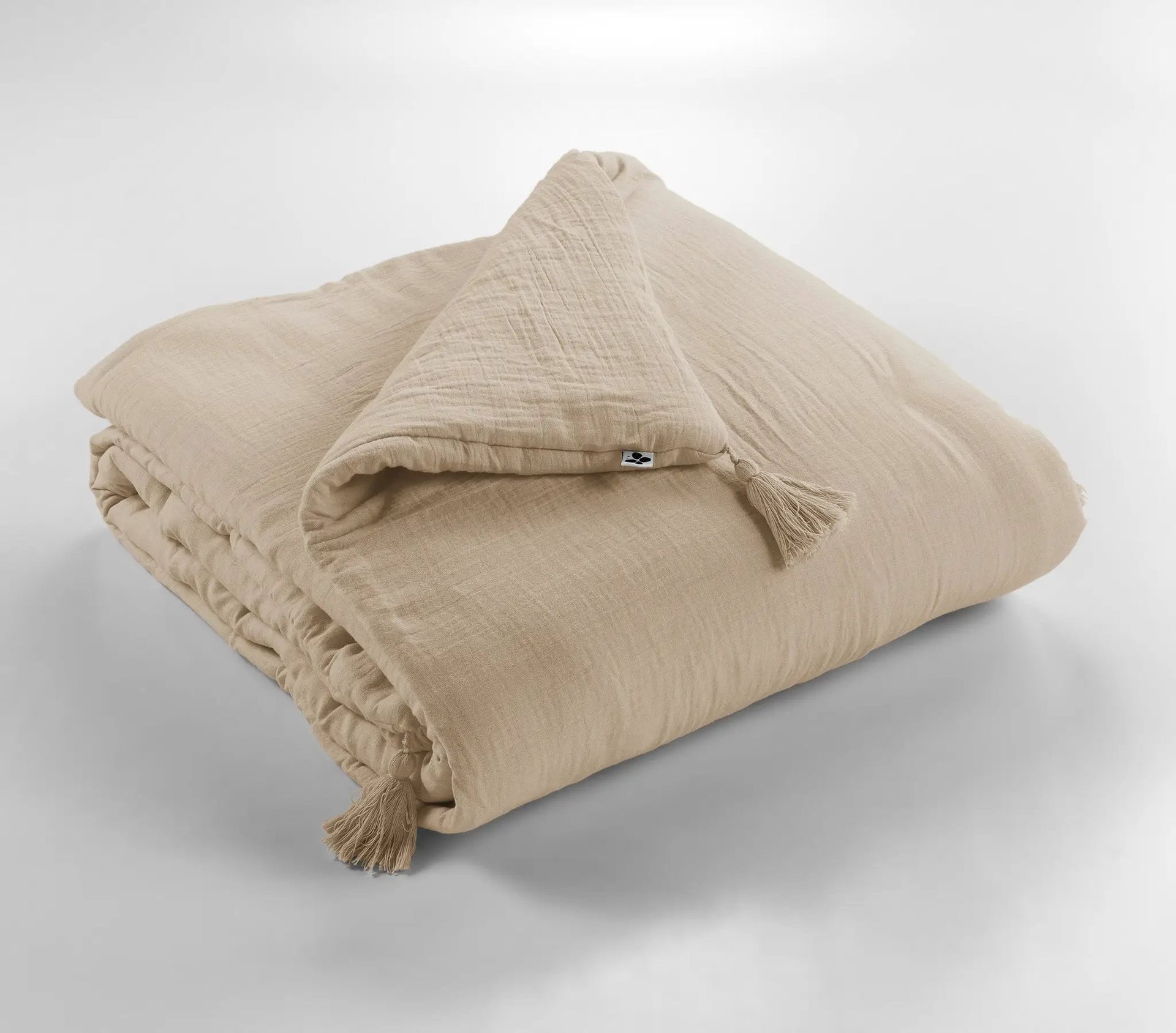 Edredon 150 x 150 cm Gaze de coton unie GAÏA Ficelle by L'effet papillon