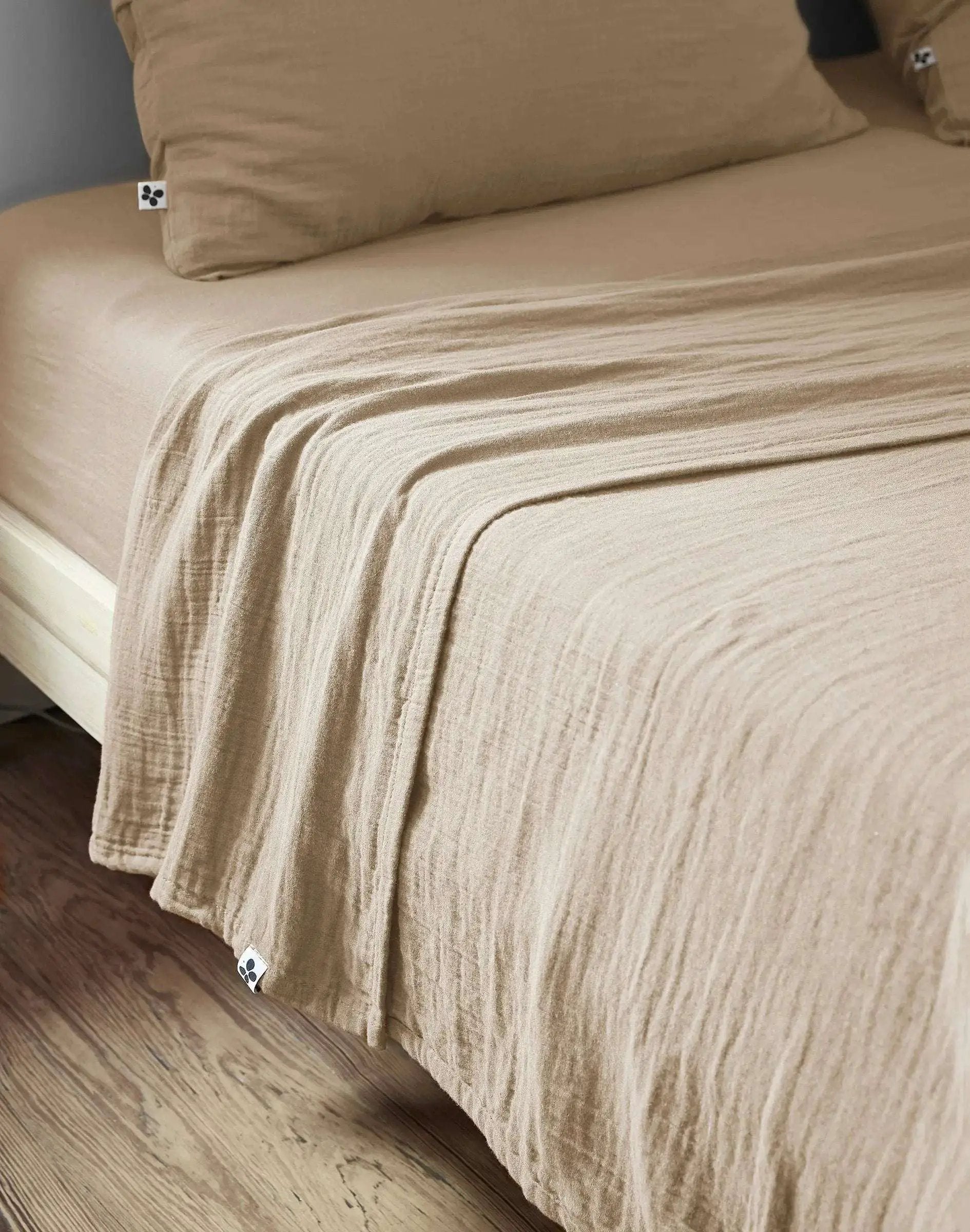 Drap plat 240 x 300 cm Gaze de coton unie GAÏA Ficelle by L'effet papillon