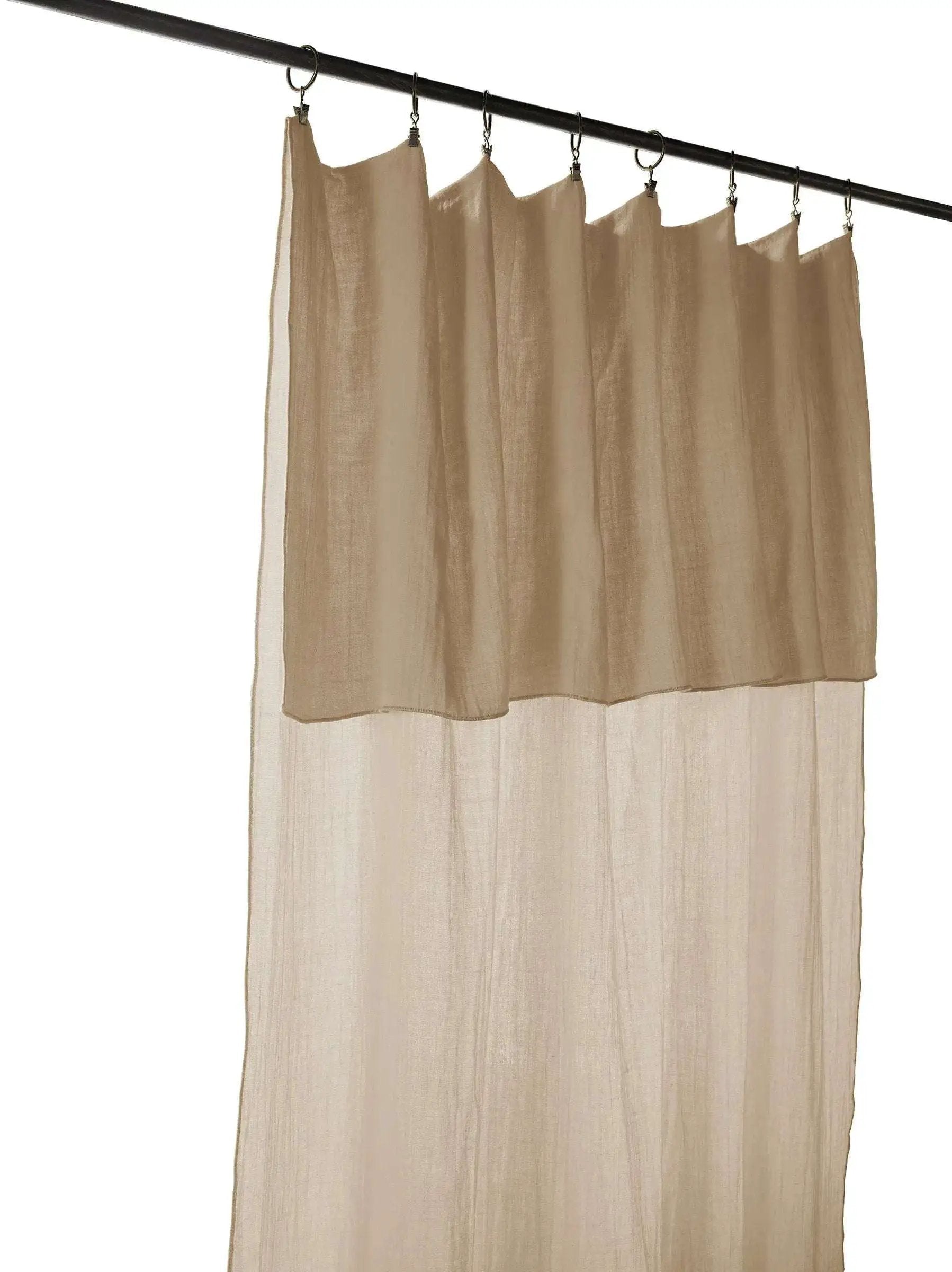 Rideau ajustable + 8 anneaux pince 140 x 300 cm Gaze de coton unie GAÏA Ficelle by L'effet papillon