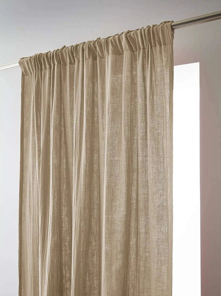 Rideau galon fronceur 140 x 240 cm Gaze de coton unie GAÏA Ficelle by L'effet papillon