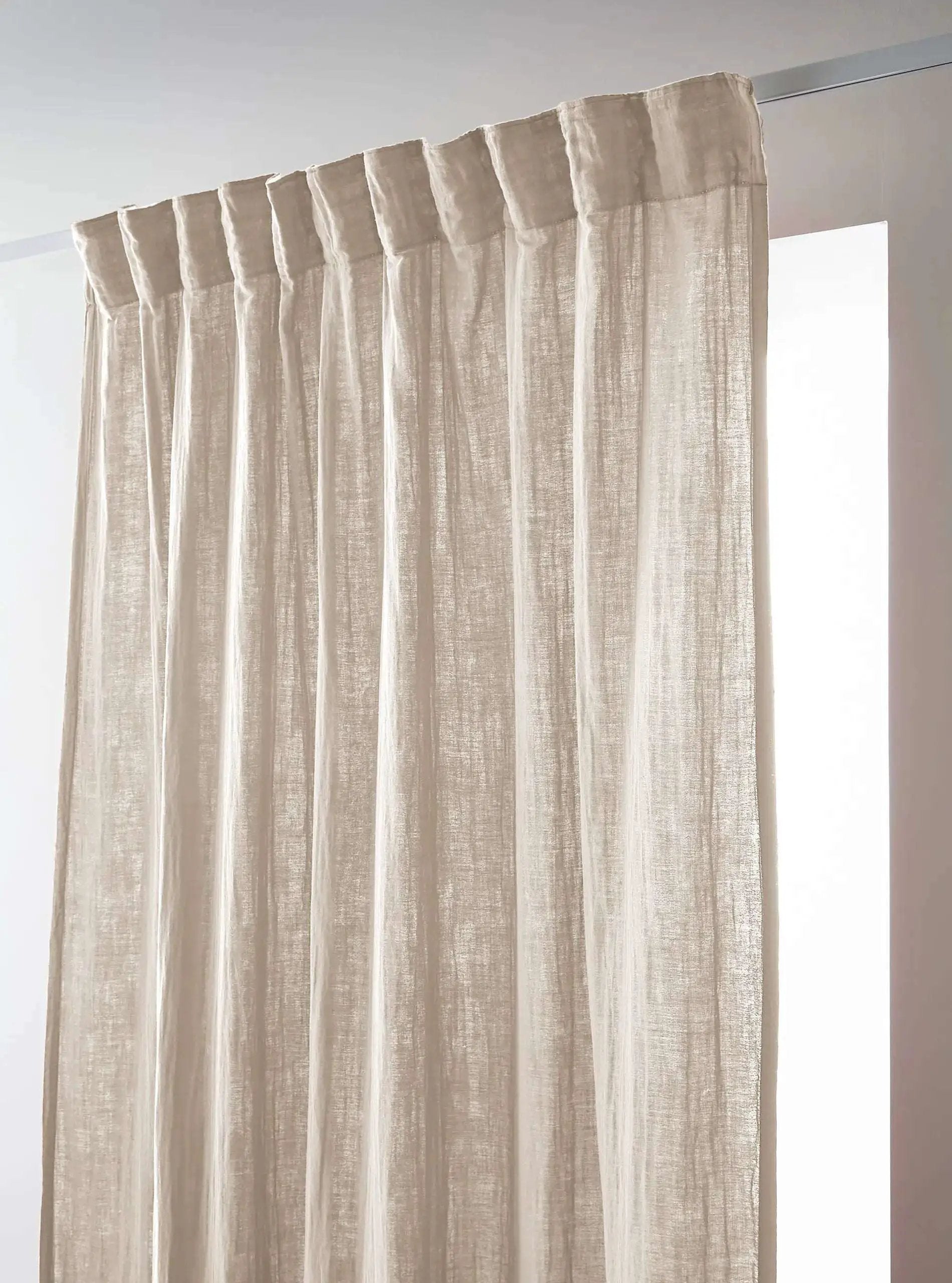 Rideau galon fronceur 140 x 240 cm Gaze de coton unie GAÏA Ficelle by L'effet papillon