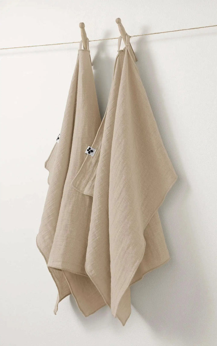 Lot de 2 essuie-mains 50 x 70 cm Gaze de coton unie GAÏA Ficelle by L'effet papillon