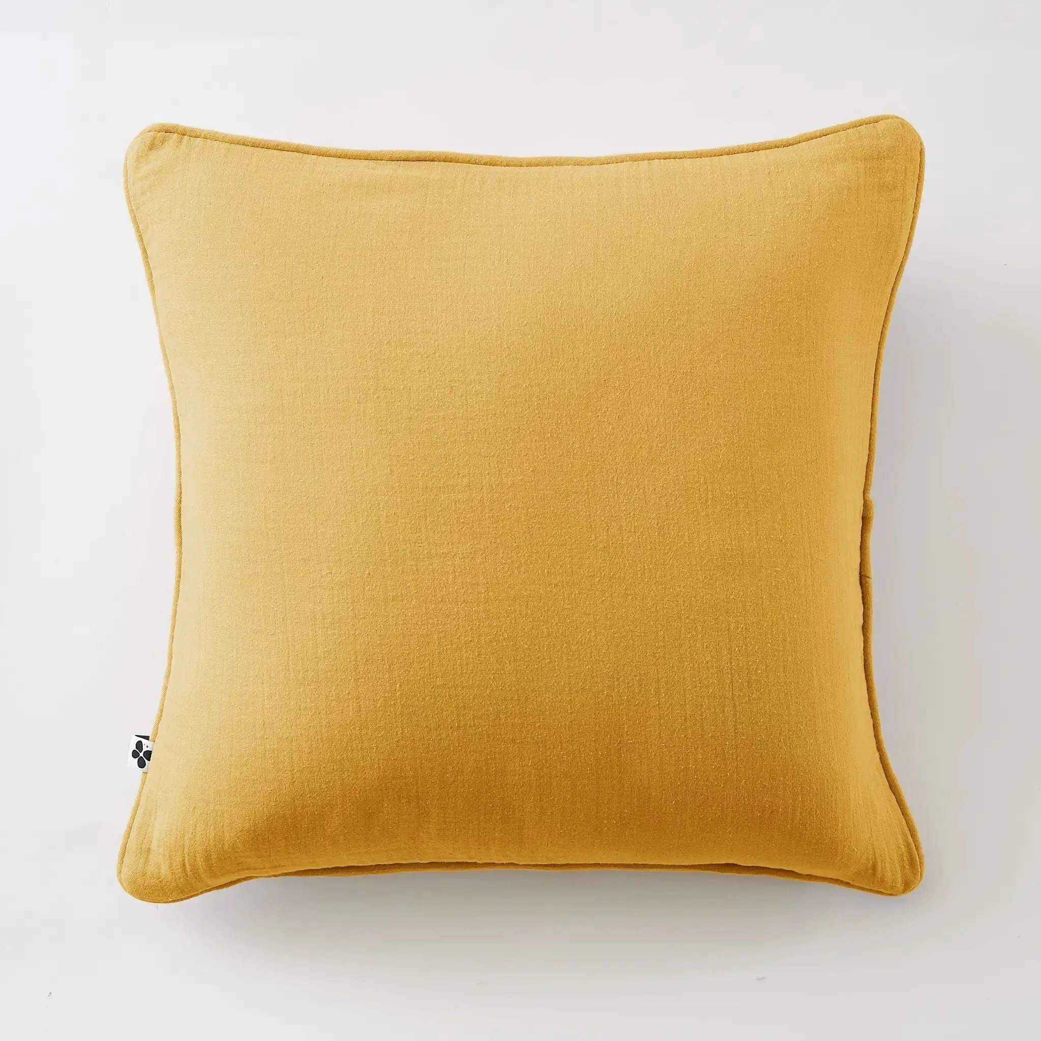Coussin déhoussable avec passepoil Gaze de coton unie GAÏA Safran by L'effet papillon