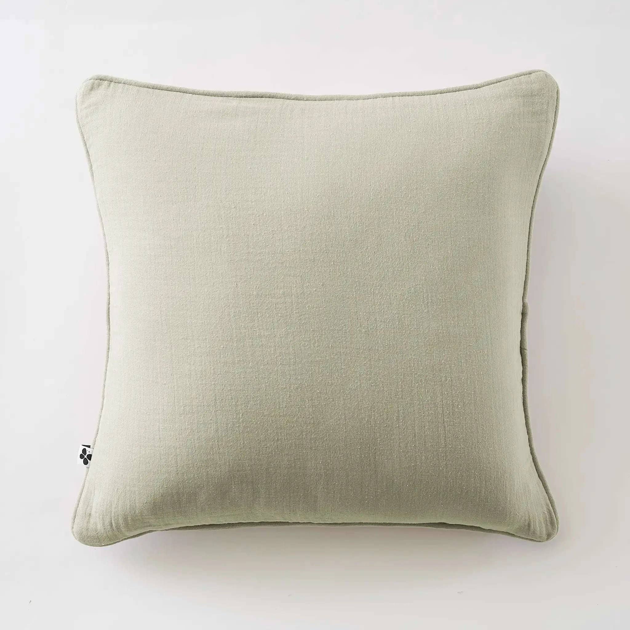 Coussin déhoussable avec passepoil Gaze de coton unie GAÏA Vert d'eau by L'effet papillon