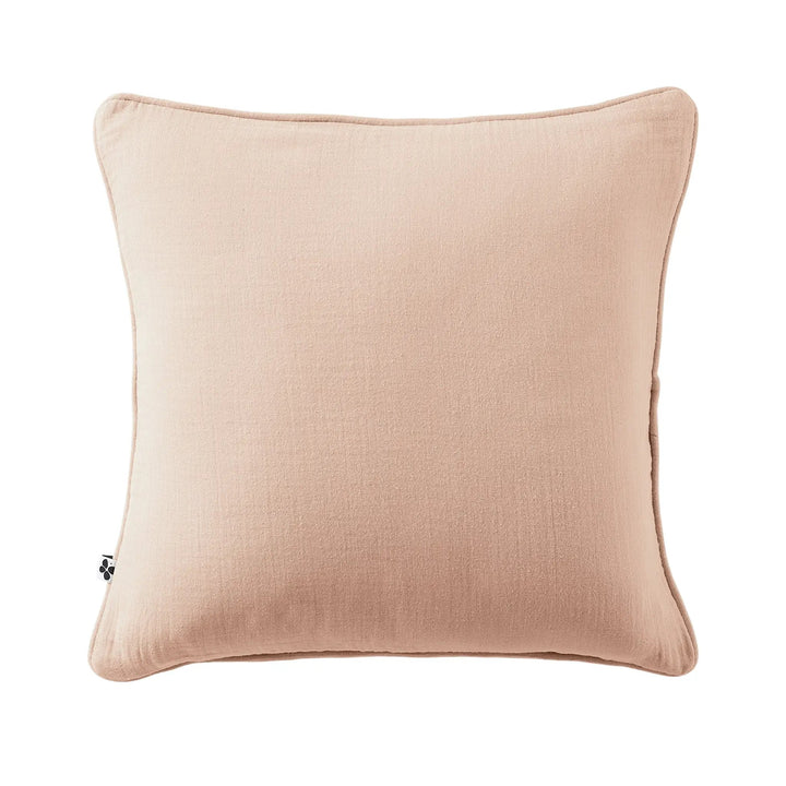 Coussin déhoussable avec passepoil 45 x 45 cm Gaze de coton unie GAÏA Guimauve by L'effet papillon