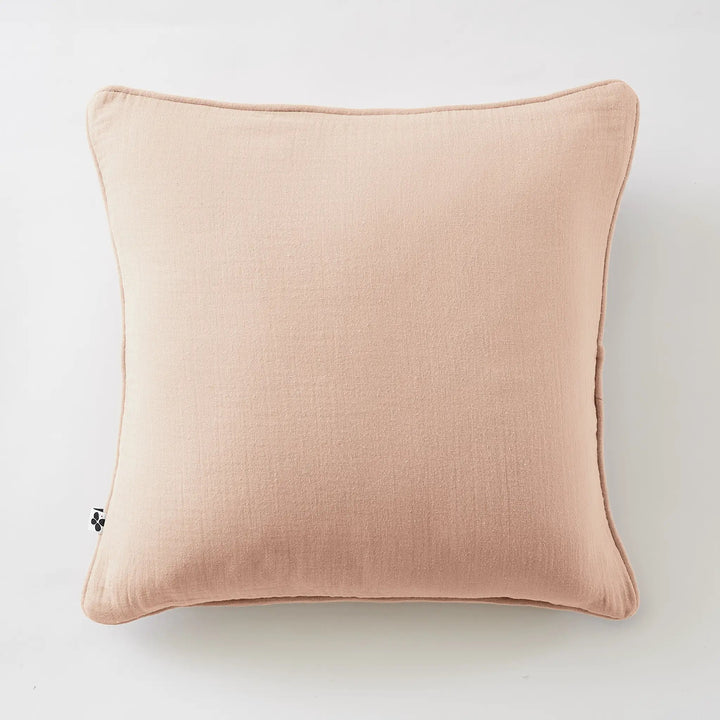 Coussin déhoussable avec passepoil 45 x 45 cm Gaze de coton unie GAÏA Guimauve by L'effet papillon