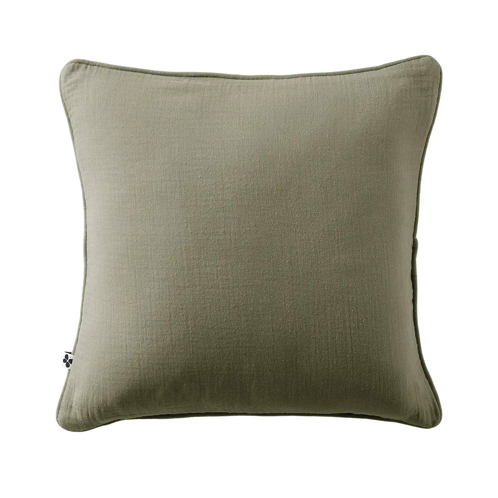 Coussin déhoussable avec passepoil Gaze de coton unie GAÏA Romarin by L'effet papillon