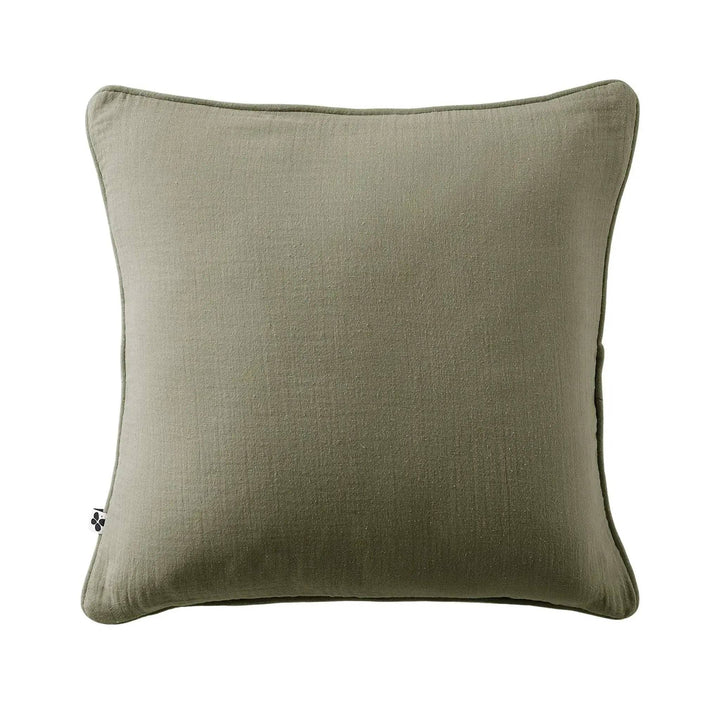 Coussin déhoussable avec passepoil Gaze de coton unie GAÏA Romarin by L'effet papillon