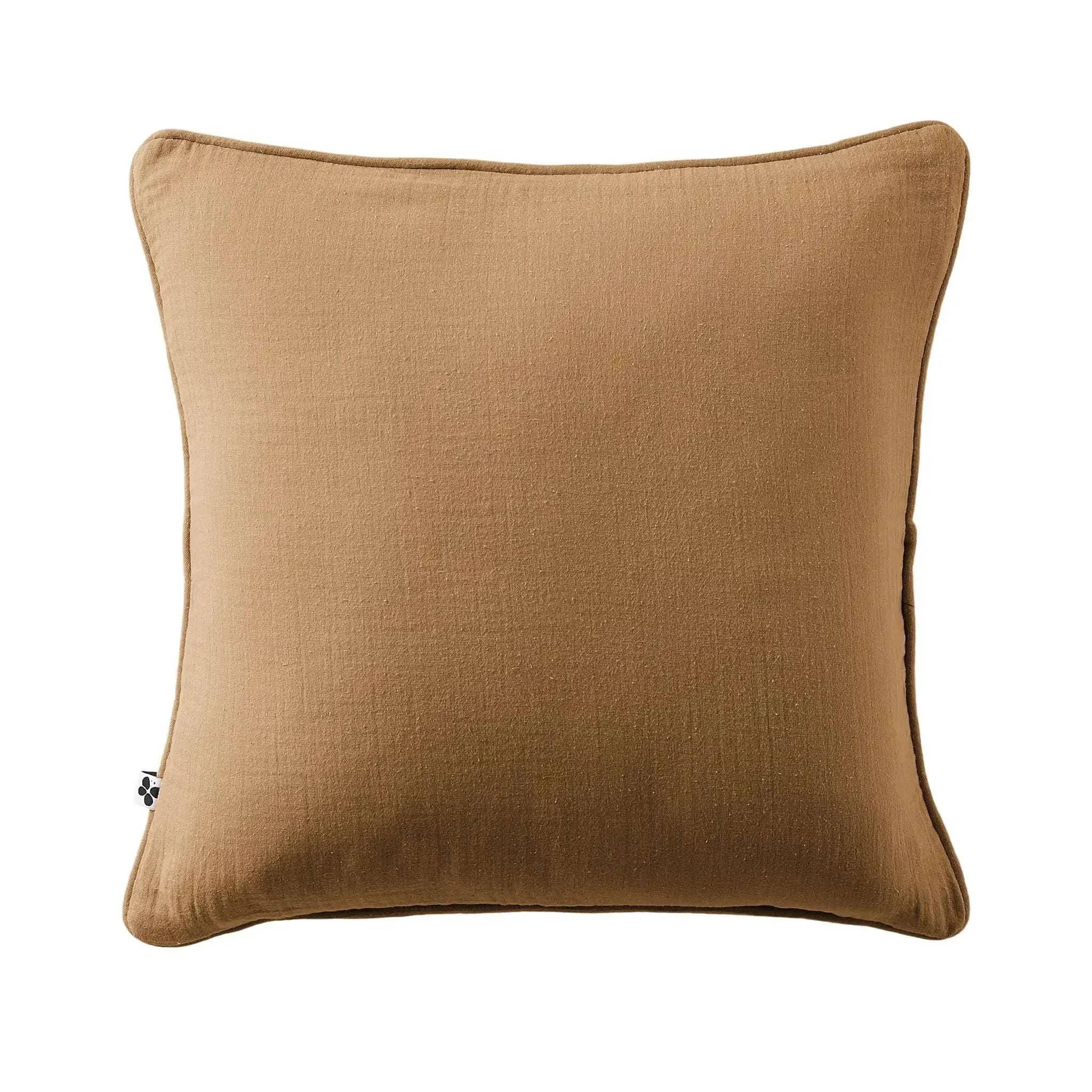 Coussin déhoussable avec passepoil Gaze de coton unie GAÏA Camel by L'effet papillon