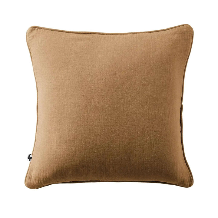 Coussin déhoussable avec passepoil Gaze de coton unie GAÏA Camel by L'effet papillon