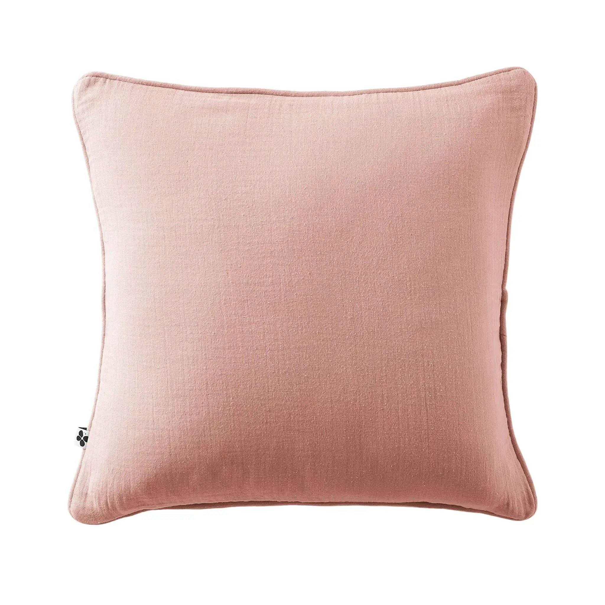 Coussin déhoussable avec passepoil Gaze de coton unie GAÏA Rose pêche by L'effet papillon