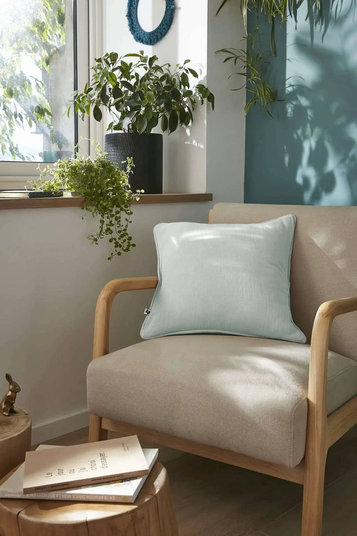 Coussin déhoussable avec passepoil Gaze de coton unie GAÏA Eucalyptus by L'effet papillon