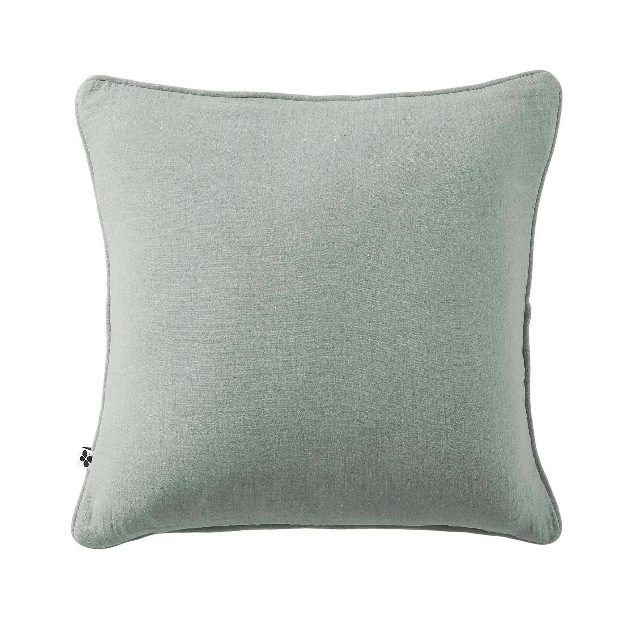 Coussin déhoussable avec passepoil Gaze de coton unie GAÏA Eucalyptus by L'effet papillon