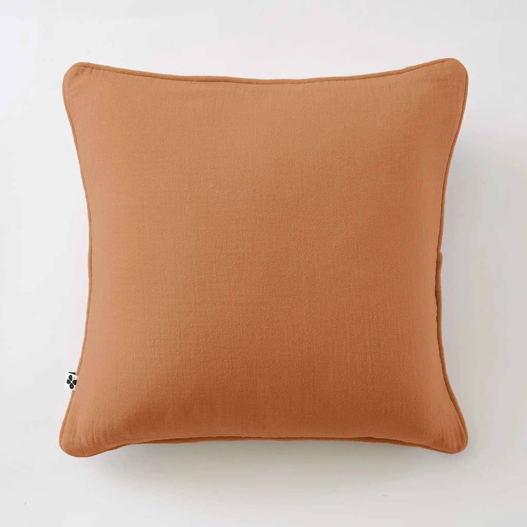 Coussin déhoussable avec passepoil Gaze de coton unie GAÏA Abricot by L'effet papillon