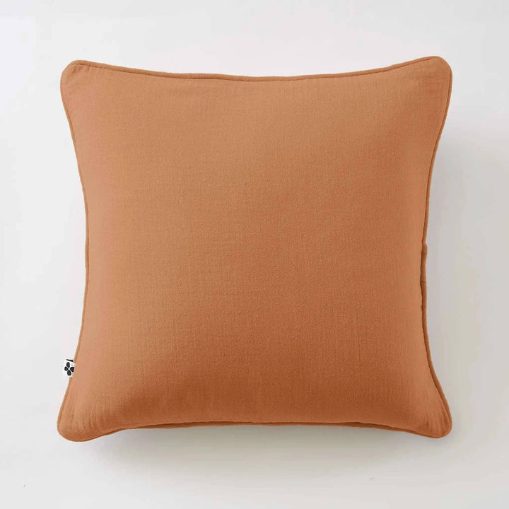 Coussin déhoussable avec passepoil Gaze de coton unie GAÏA Abricot by L'effet papillon