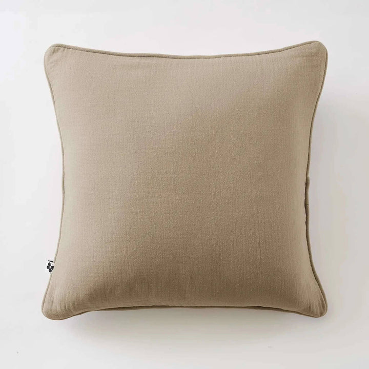 Coussin déhoussable avec passepoil Gaze de coton unie GAÏA Ficelle by L'effet papillon