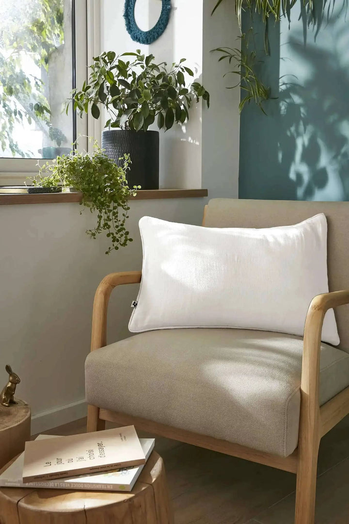 Coussin déhoussable avec passepoil Gaze de coton unie GAÏA Chantilly by L'effet papillon