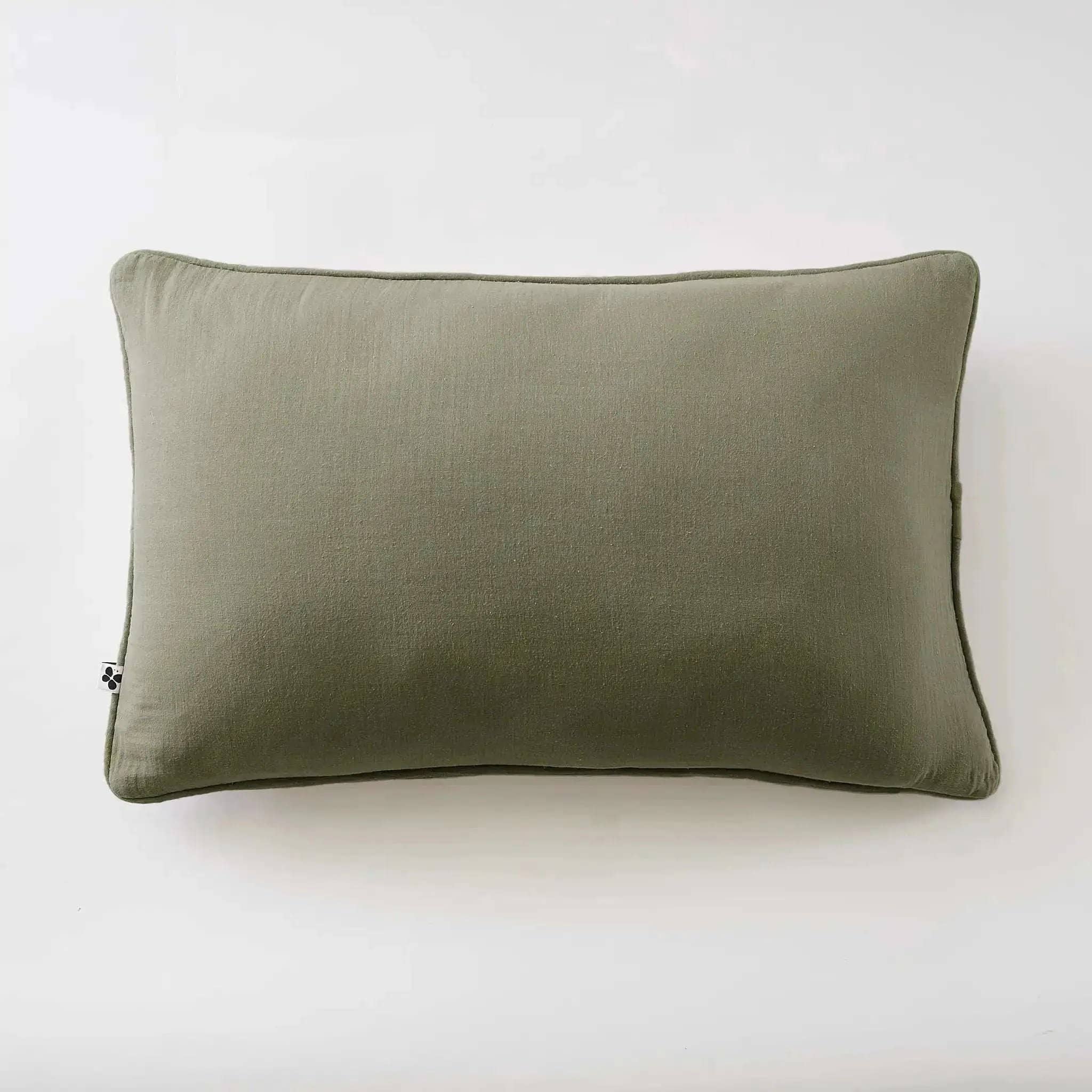 Coussin déhoussable avec passepoil Gaze de coton unie GAÏA Romarin by L'effet papillon