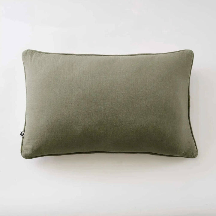 Coussin déhoussable avec passepoil Gaze de coton unie GAÏA Romarin by L'effet papillon