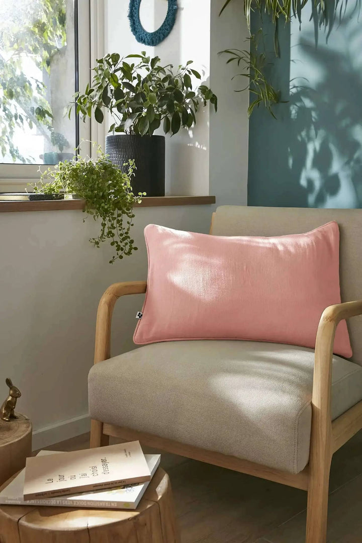 Coussin déhoussable avec passepoil Gaze de coton unie GAÏA Rose pêche by L'effet papillon