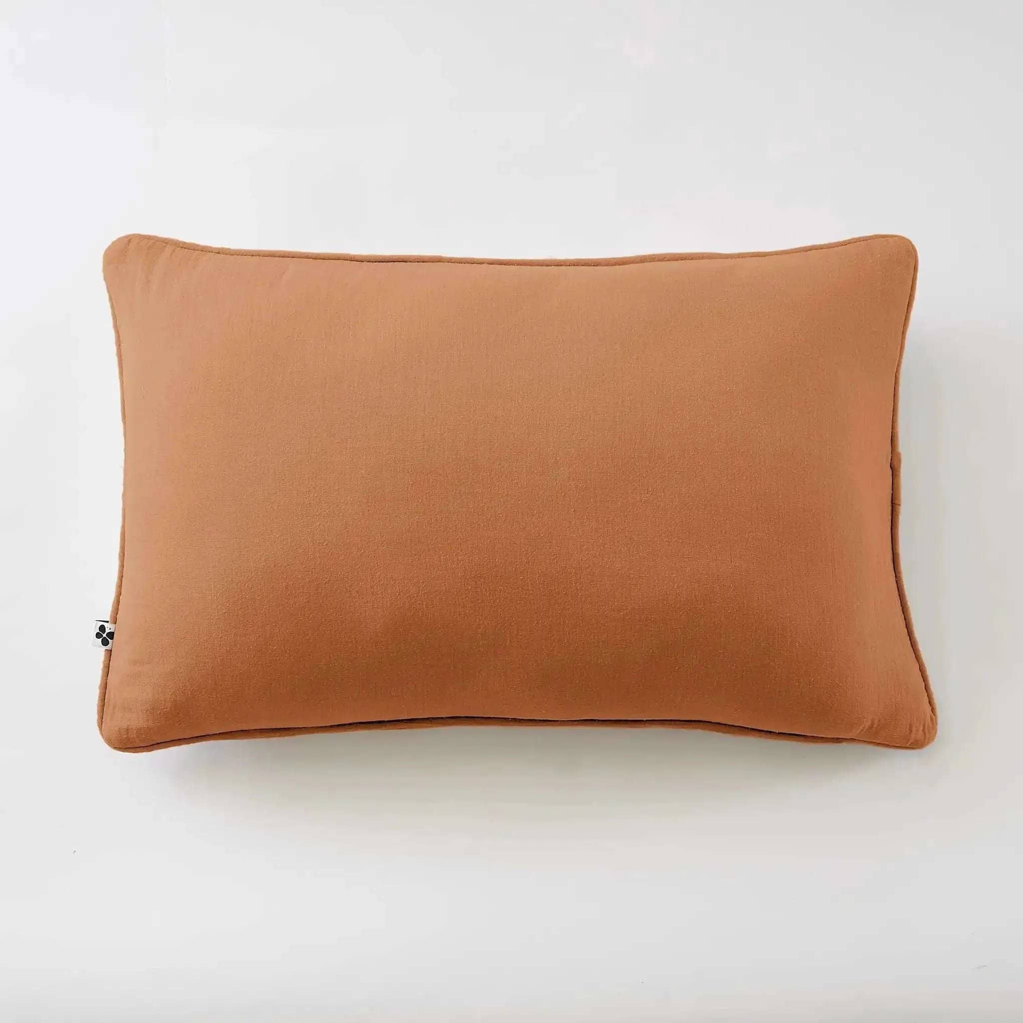 Coussin déhoussable avec passepoil Gaze de coton unie GAÏA Abricot by L'effet papillon