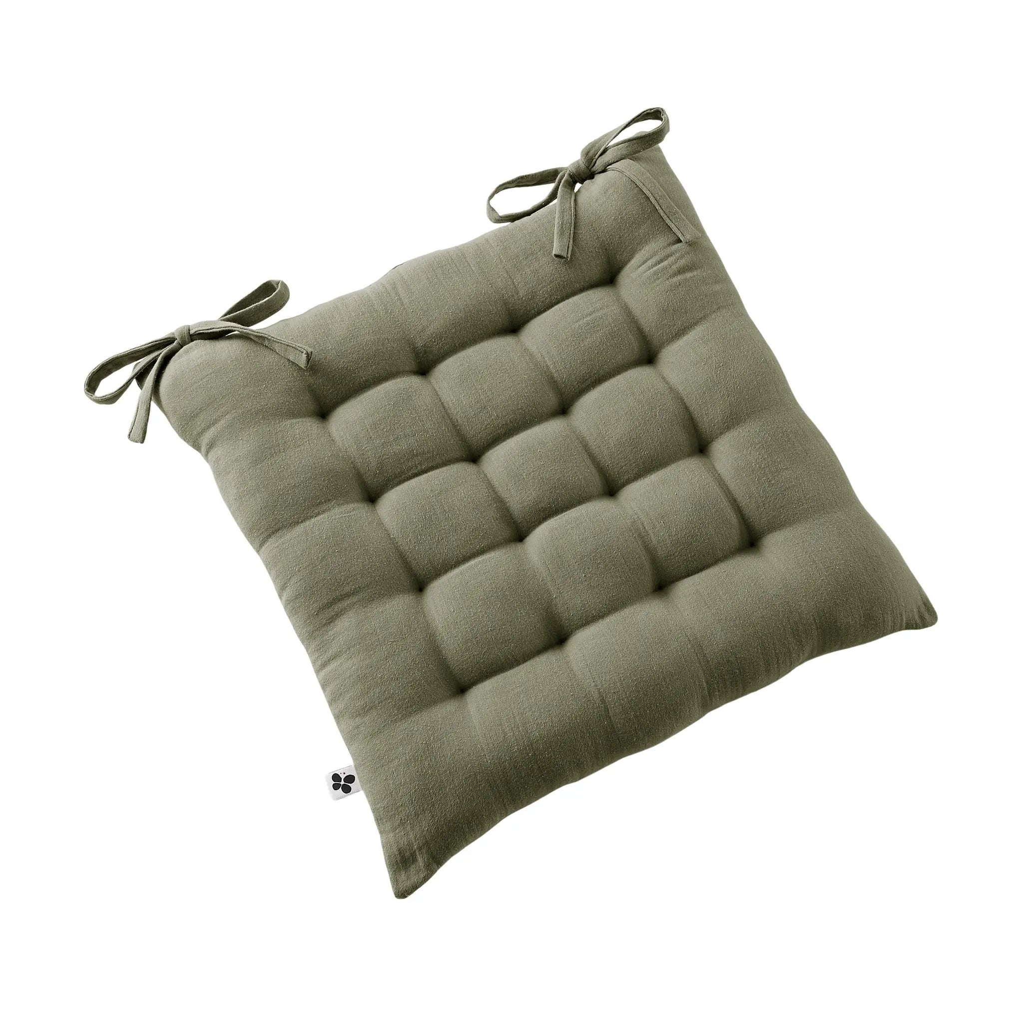 Assise matelassée 16 points 40 x 40 cm Gaze de coton unie GAÏA Romarin by L'effet papillon