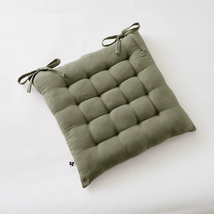 Assise matelassée 16 points 40 x 40 cm Gaze de coton unie GAÏA Romarin by L'effet papillon