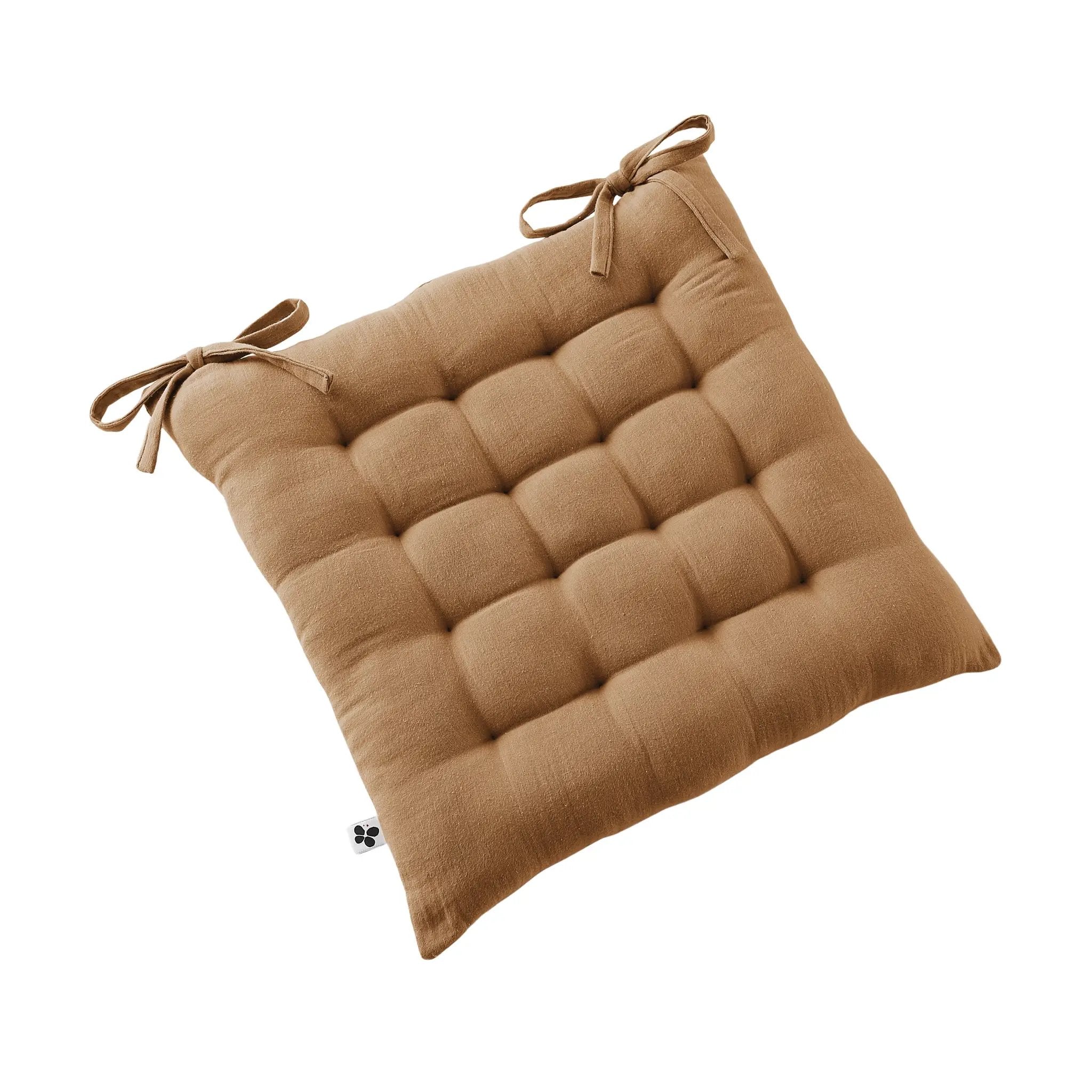 Assise matelassée 16 points 40 x 40 cm Gaze de coton unie GAÏA Camel by L'effet papillon