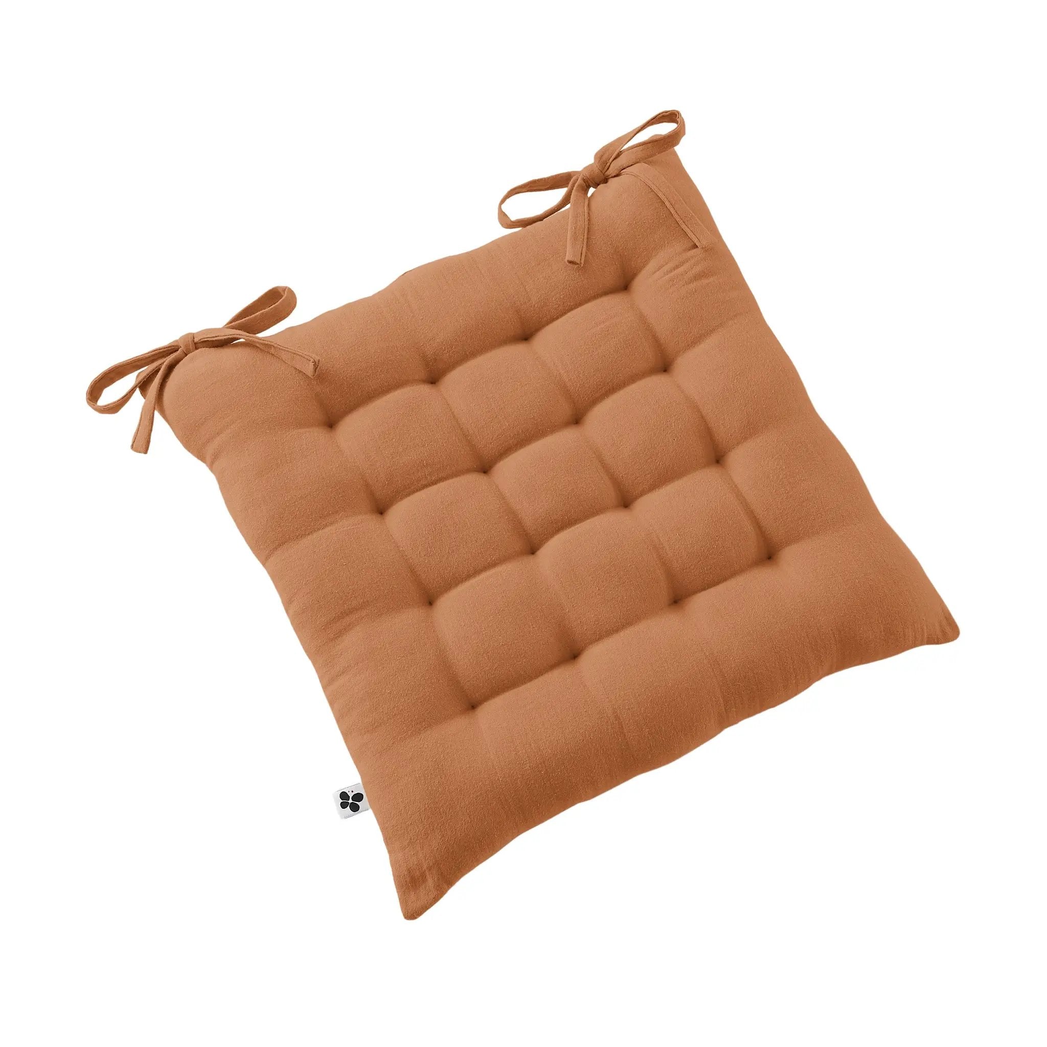 Assise matelassée 16 points 40 x 40 cm Gaze de coton unie GAÏA Abricot by L'effet papillon