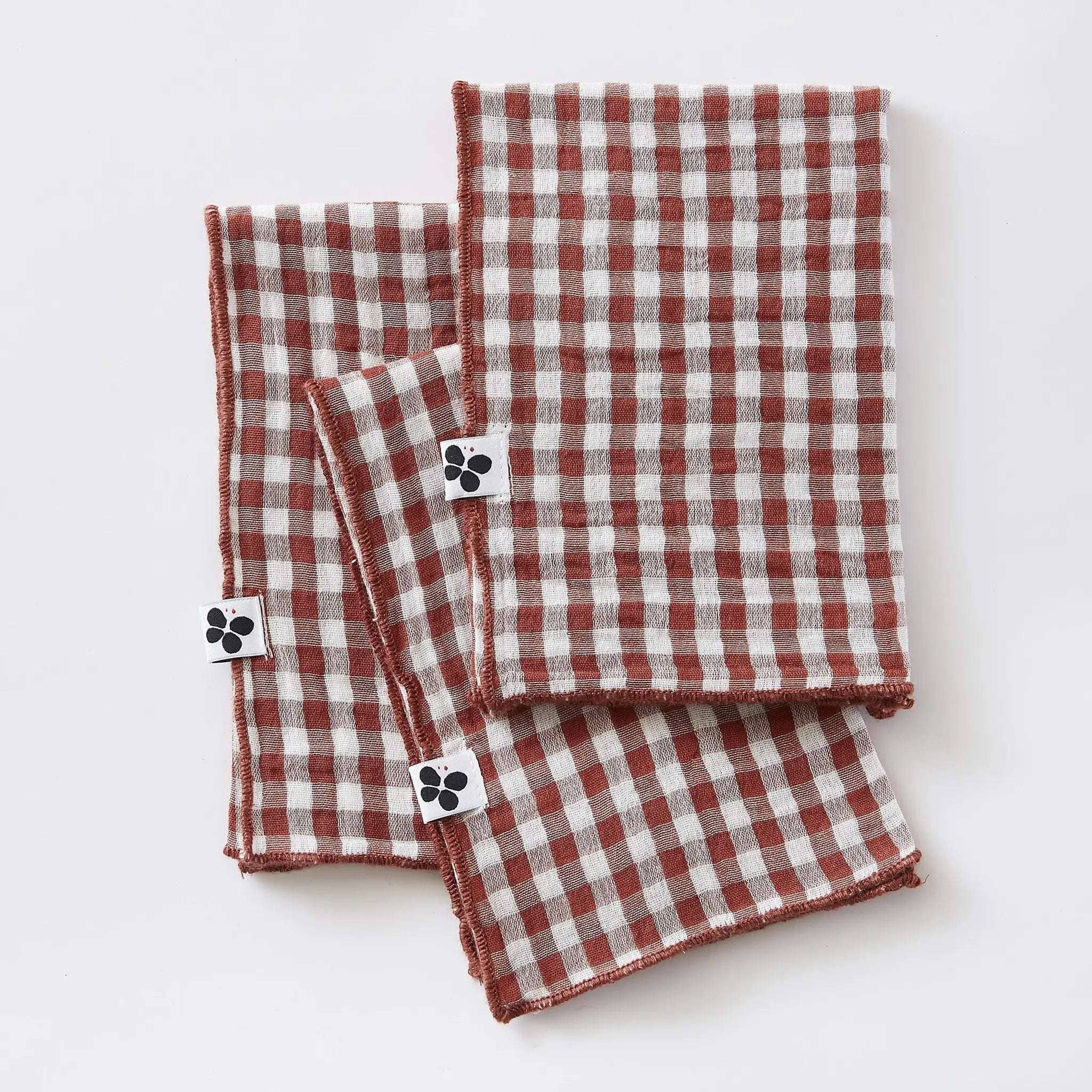 Lot de 3 serviettes 40 x 40 cm Gaze de coton tissée teinte VICKIE Terracotta by L'effet papillon