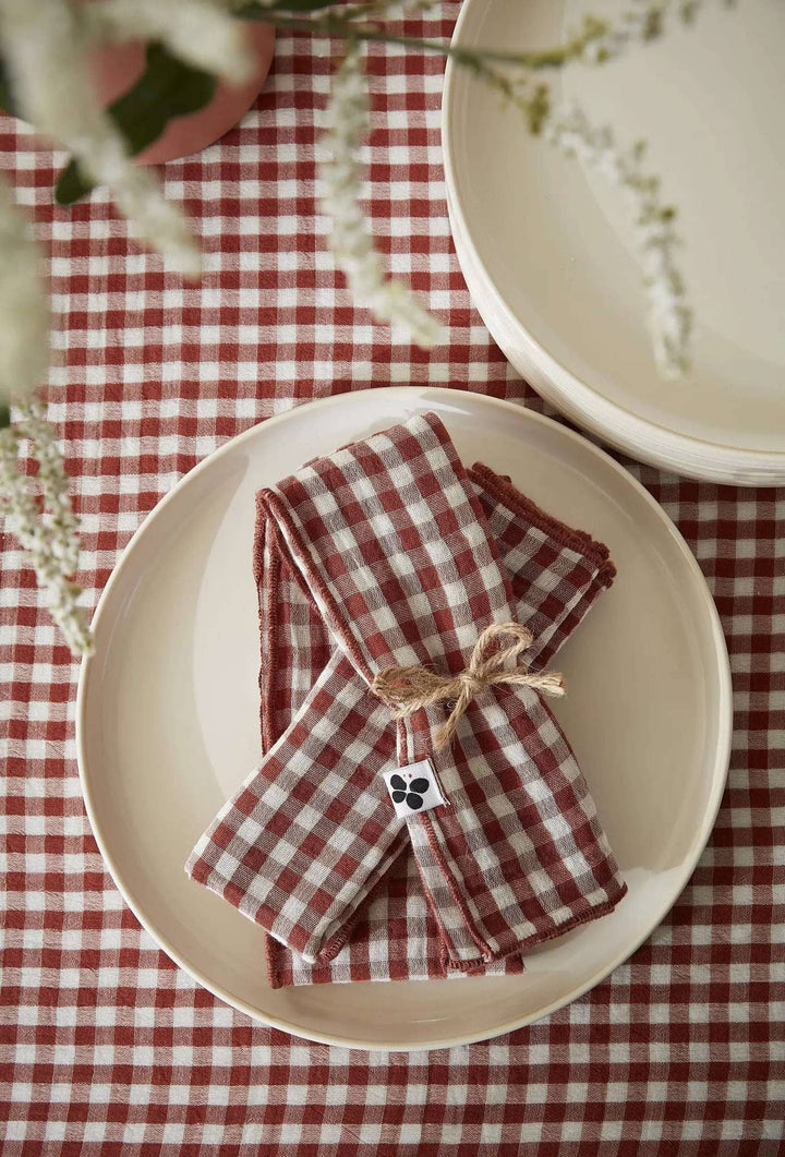 Lot de 3 serviettes 40 x 40 cm Gaze de coton tissée teinte VICKIE Terracotta by L'effet papillon