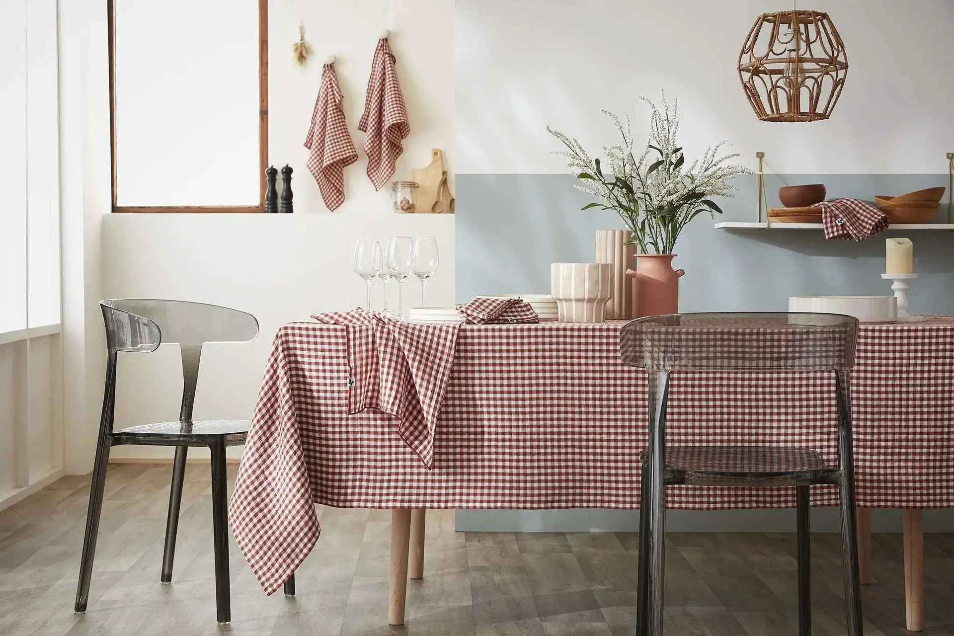 Nappe rectangle 150 x 250 cm Gaze de coton tissée teinte VICKIE Terracotta by L'effet papillon