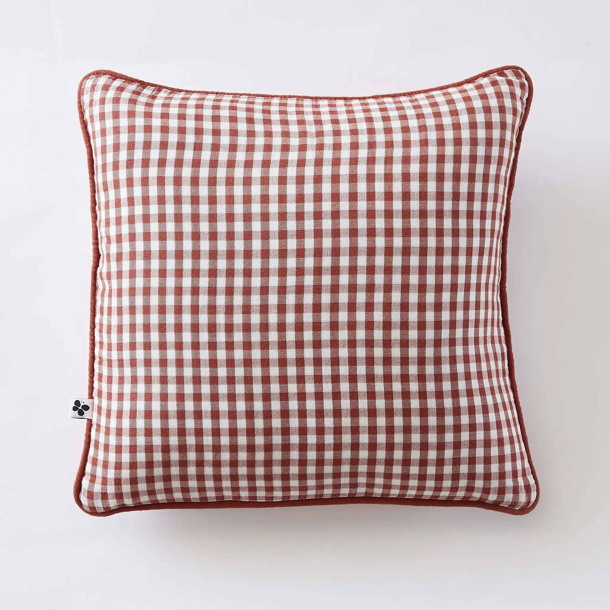 Coussin déhoussable avec passepoil Gaze de coton tissée teinte VICKIE Terracotta by L'effet papillon
