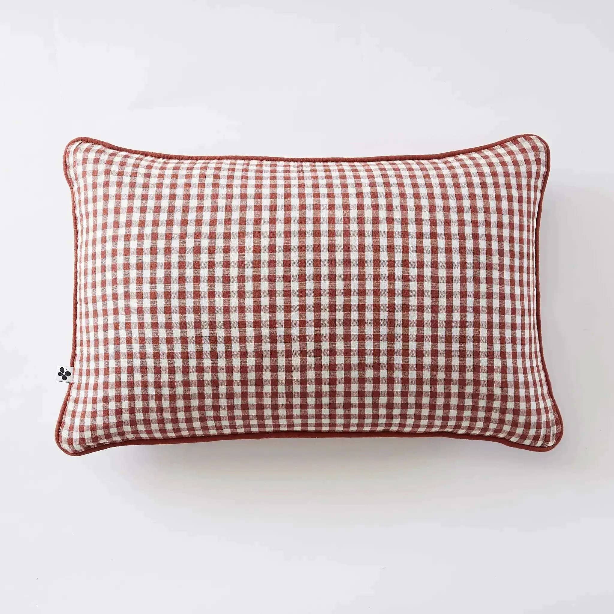 Coussin déhoussable avec passepoil Gaze de coton tissée teinte VICKIE Terracotta by L'effet papillon