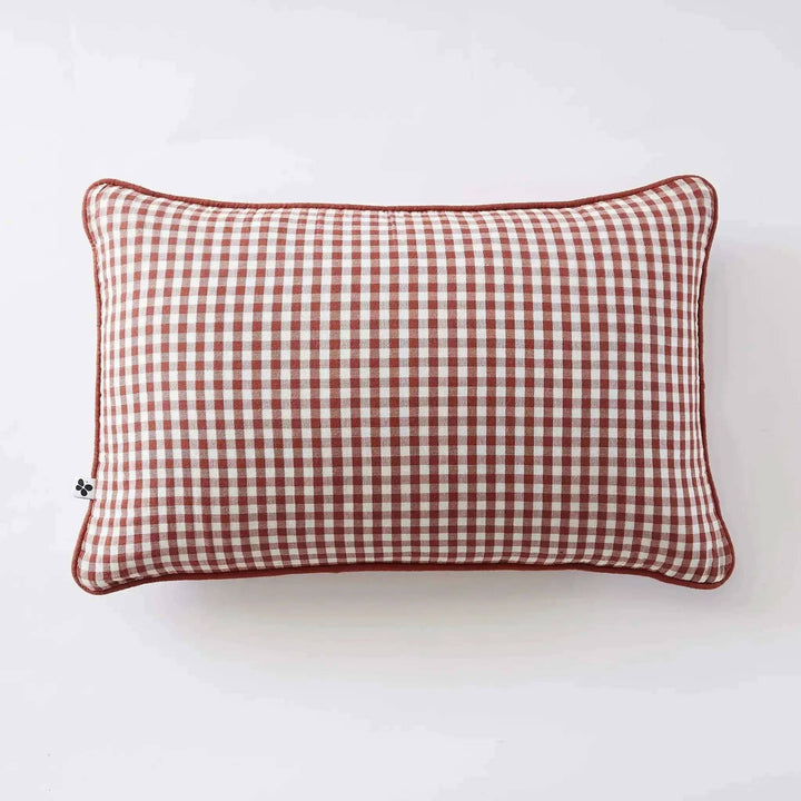 Coussin déhoussable avec passepoil Gaze de coton tissée teinte VICKIE Terracotta by L'effet papillon