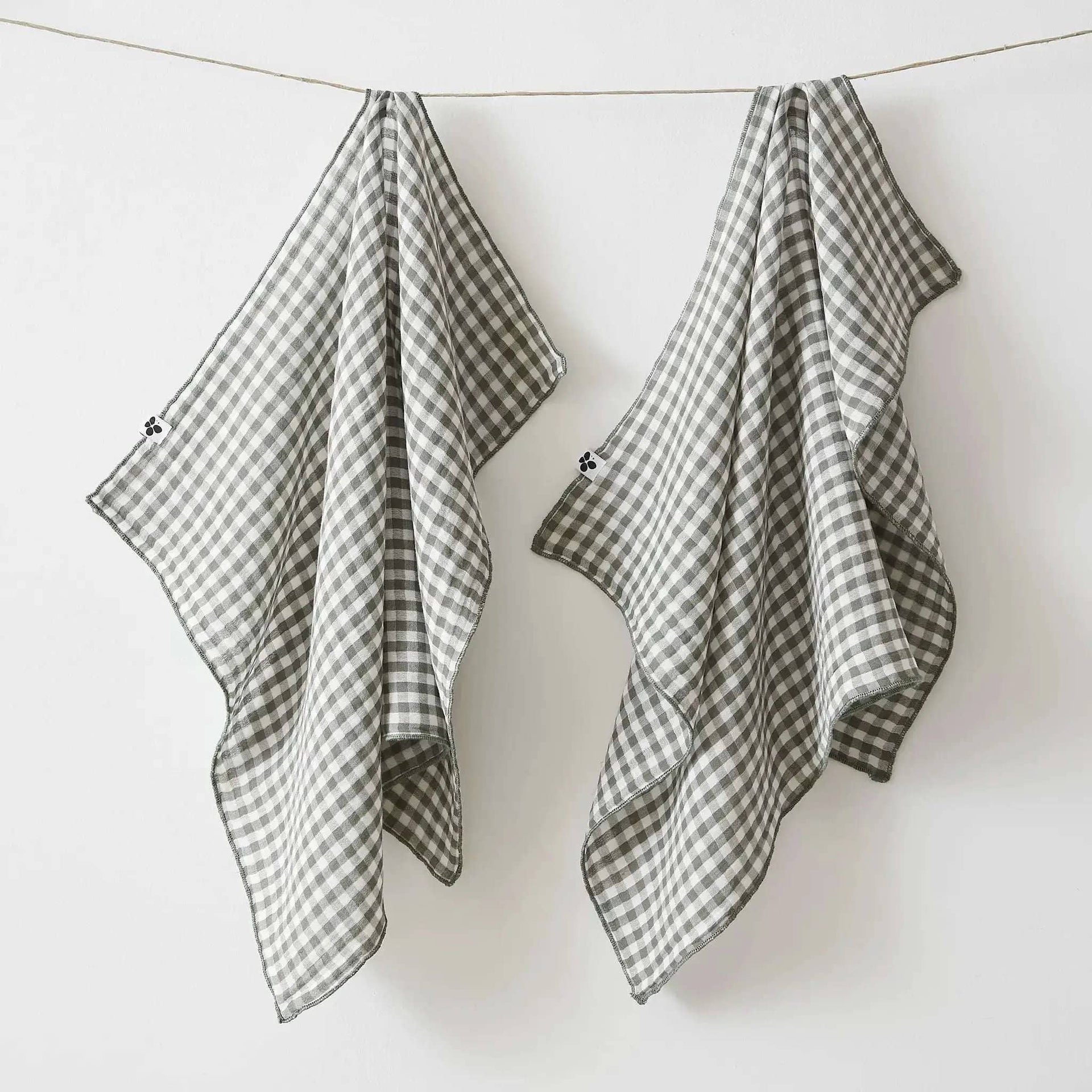 Lot de 2 essuie-mains 50 x 70 cm Gaze de coton tissée teinte VICKIE Romarin by L'effet papillon