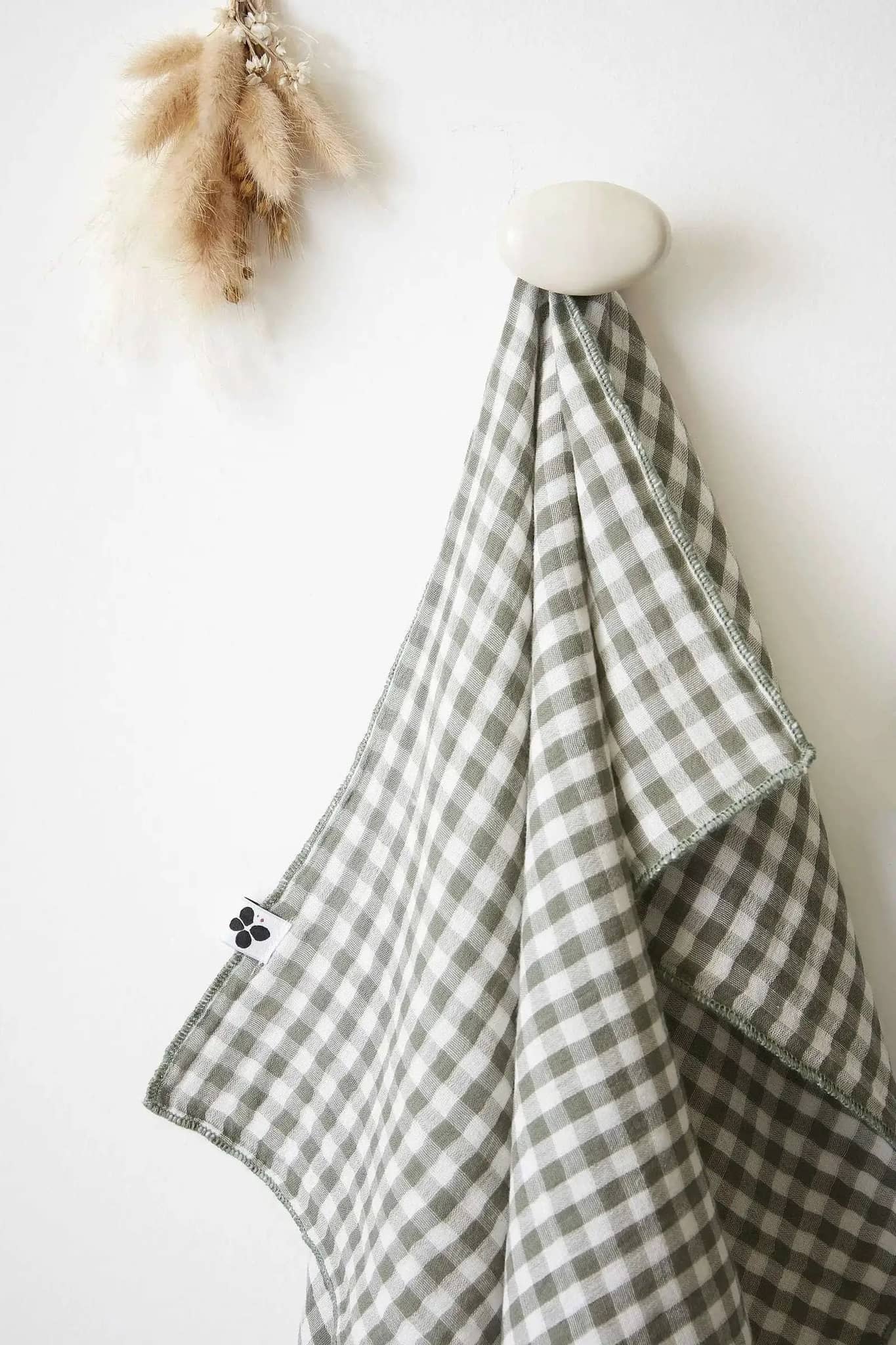 Lot de 2 essuie-mains 50 x 70 cm Gaze de coton tissée teinte VICKIE Romarin by L'effet papillon