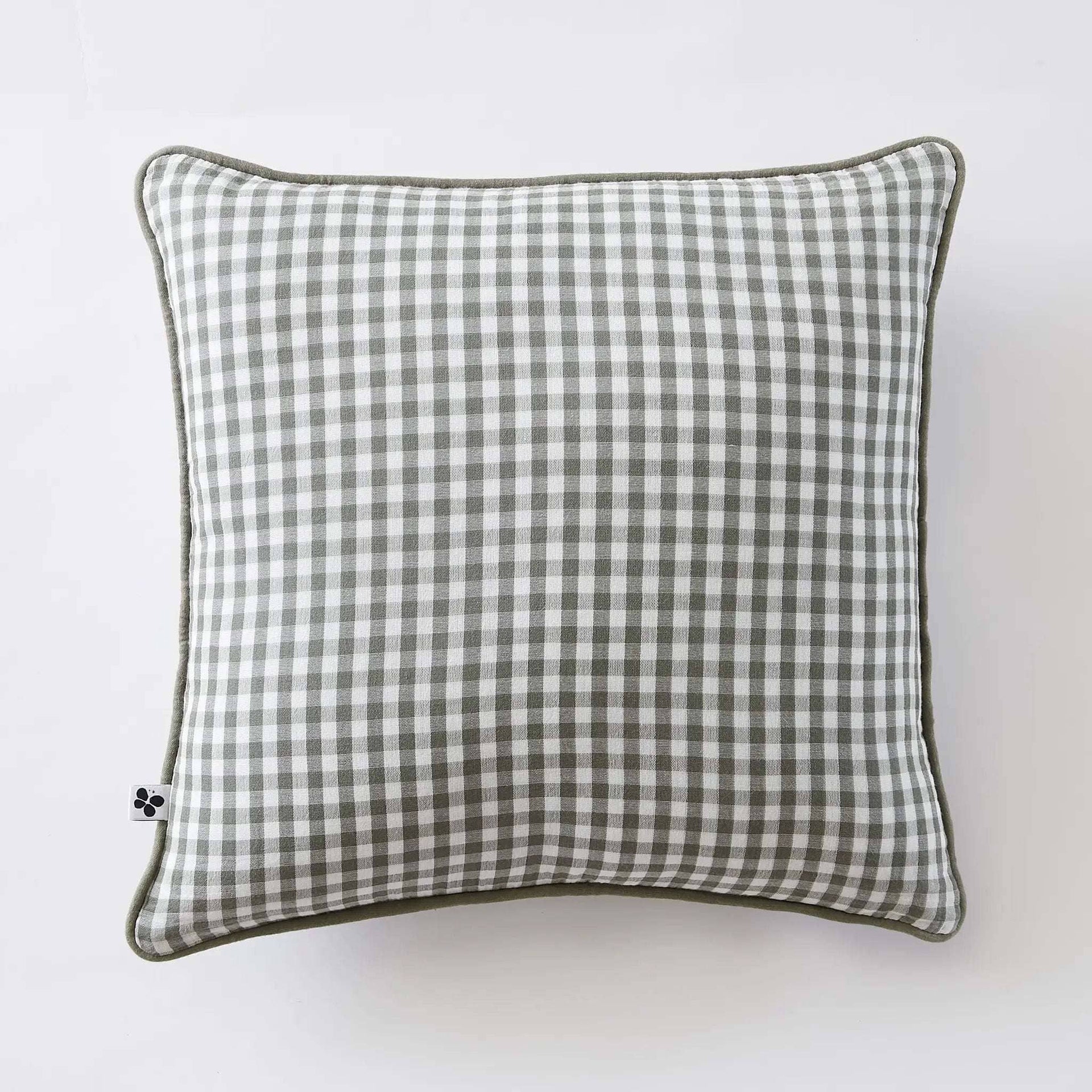 Coussin déhoussable avec passepoil Gaze de coton tissée teinte VICKIE Romarin by L'effet papillon